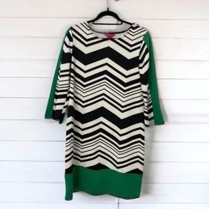 Sunny Leigh Bright Green & Navy Chevron Dress
